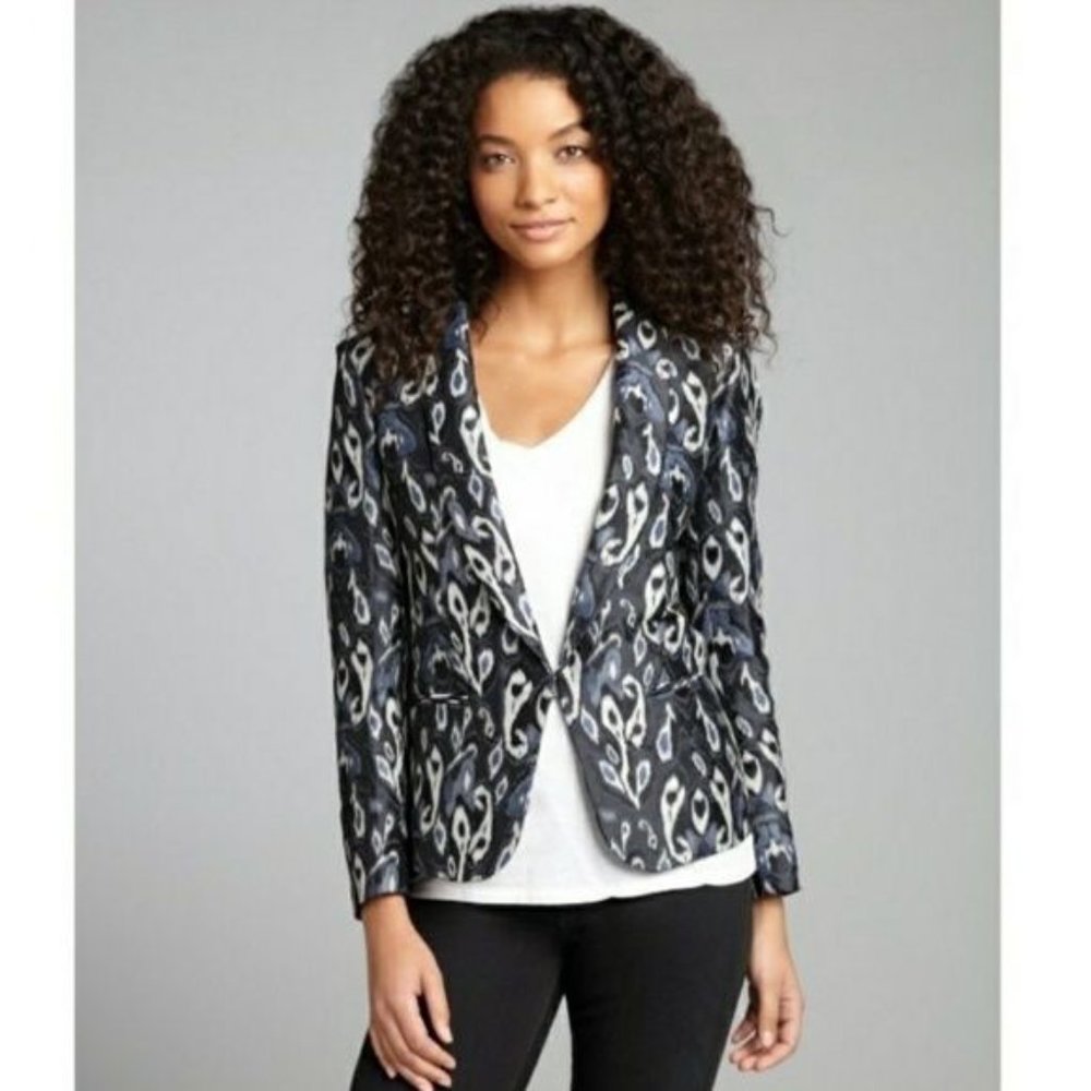 RAG & BONE Silver Ikat Brocade Jacquard Blazer Tuxedo Jacket sz 0 Women's Tux - Picture 8 of 14